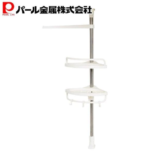 パール金属 ステージアツッパリコーナータナ2ダンHB-3744 つっぱり 棚 コーナー コーナーラッ...