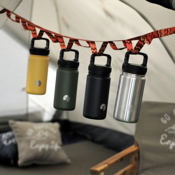 パール金属 HDカラビナボトル500ブラックUE-3519 水筒 ボトル 500ml  真空二層構造...