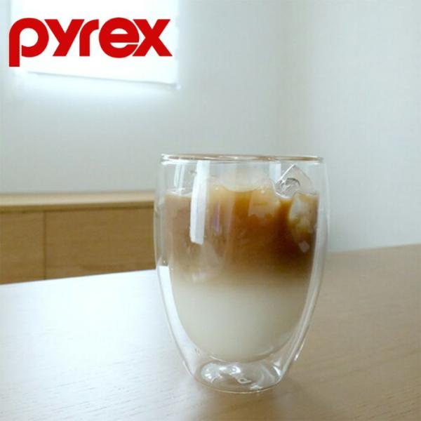 パール金属 PYREX ダブルウォールグラス 350ml CP-8539 グラス 耐熱ガラス タンブ...