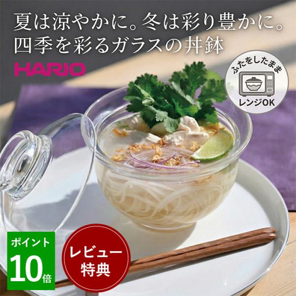HARIO ハリオ ガラスの丼鉢 丼ぶり 耐熱ガラス レンチン 便利 透明 送料無料