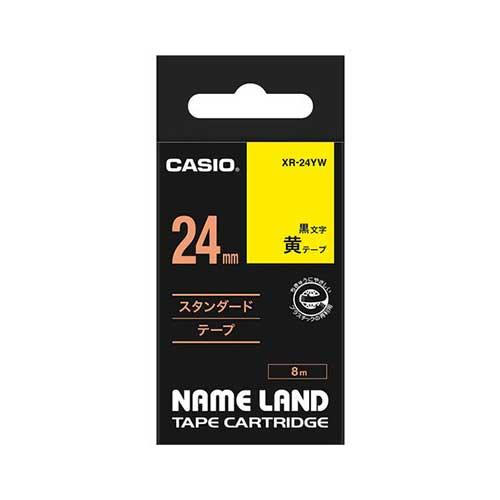 カシオ ネームランドテープ24mm 黄/黒文字 XR-24YW