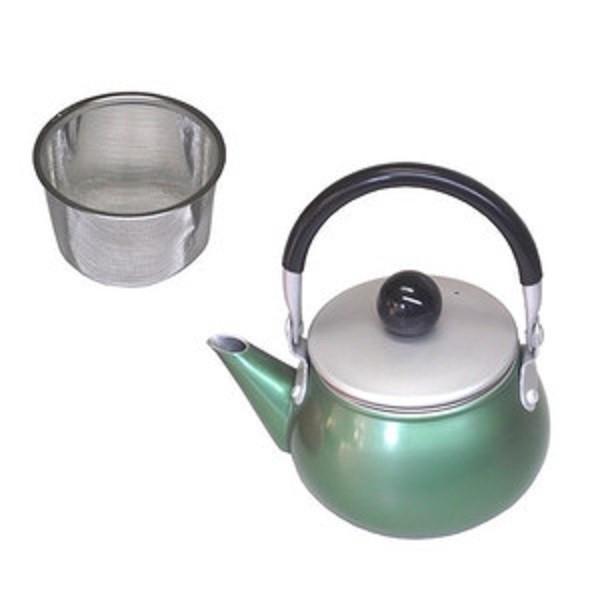 ケトル　ケットル　やかん　急須　前川金属工業所　　レインボー急須　グリーン　（アルミ製　アルマイト）...