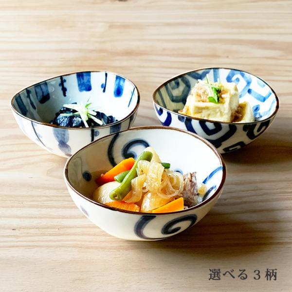 小鉢 おしゃれ 藍染め 楕円 4.0鉢 13.3cm 和食器 選べる３柄 和柄 鉢 おかず鉢 前菜鉢...