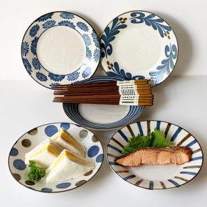 食器セット 皿 ぱいかじ6.0皿と箸5柄セット おしゃれ 18.8cm 和食器 箸 南風