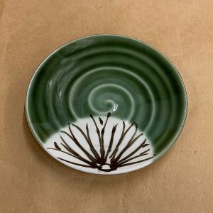織部の丸小皿 青織部銘々皿 陶芸家中島春草の伝統工芸作品【瀬戸赤津焼