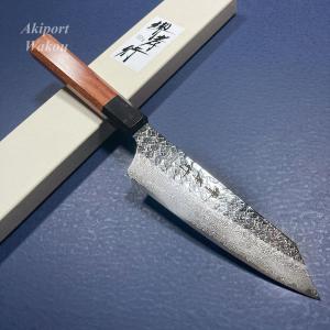 牛刀210mm 加藤義実 銀三　片刃和牛刀　210㎜　7寸 銀三 210mm Gyuto Kato Yoshimi 樫燦藍漆 角鎚目 調理器具