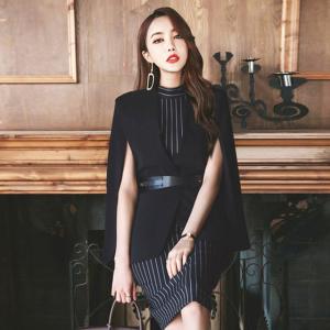 ワンピーススーツ レディース マント 2点セット タイトワンピース