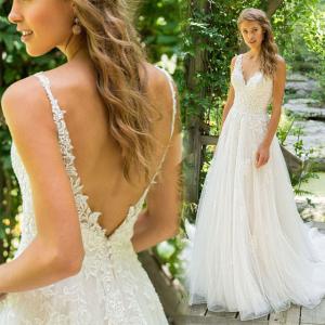 ウエディングドレス Vネック ノースリーブ 結婚式ドレス