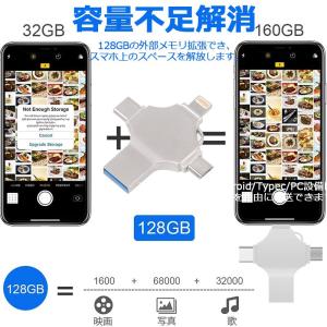 【即用】USBメモリ iphone 128GB 使いやすい アイフォン対応 2.0 USBメモリー フラッシュメモリ iPad iPod Mac用 スマホ用 micro/Android/type-c 高い互換性｜kitukawa-store