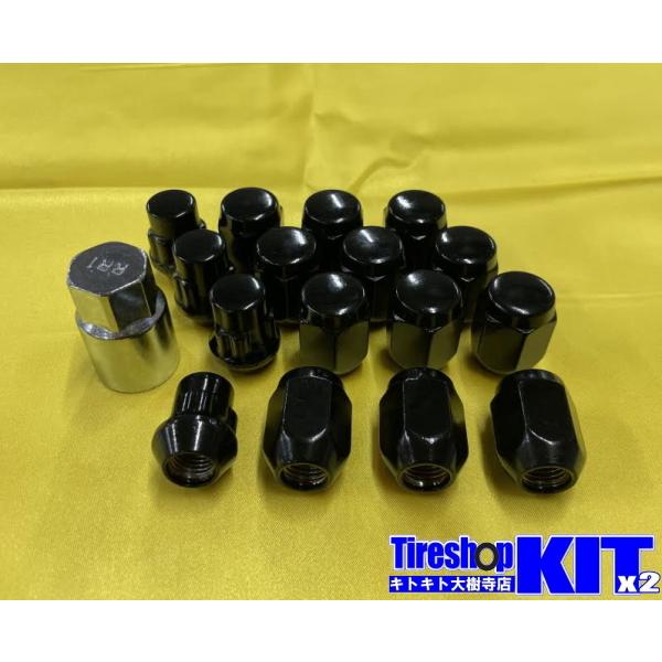 【タイヤホイール同時購入商品】　ブラックロックナット・袋ナットセット　普通車・軽自動車サイズ　１台分...
