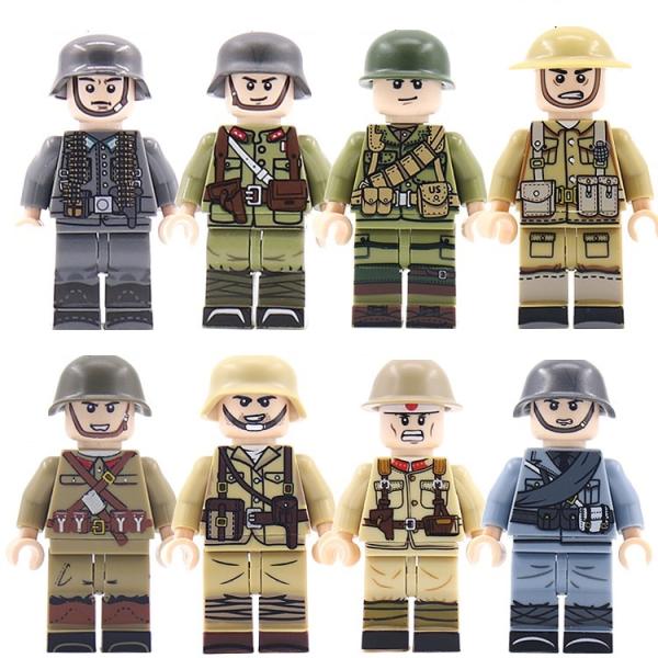 近代 兵隊セット×8 カッコいい武器10個付き！ドイツ軍 ソ連軍 日本軍 アメリカ軍 国連軍 イタリ...