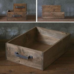 取っ手付き 収納ボックス 木箱  収納 アンティーク おしゃれ ヒノキ ラフ材 ウッドボックス アイアン 取っ手付 A4サイズ