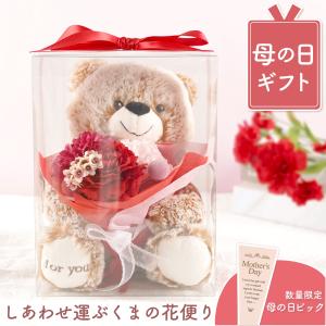 ソープフラワー ぬいぐるみ しあわせ運ぶ くま 花便り 母の日 早割 誕生日 プレゼント 結婚 記念日 造花 かわいい テディーベア 女性 ギフト 還暦 贈り物