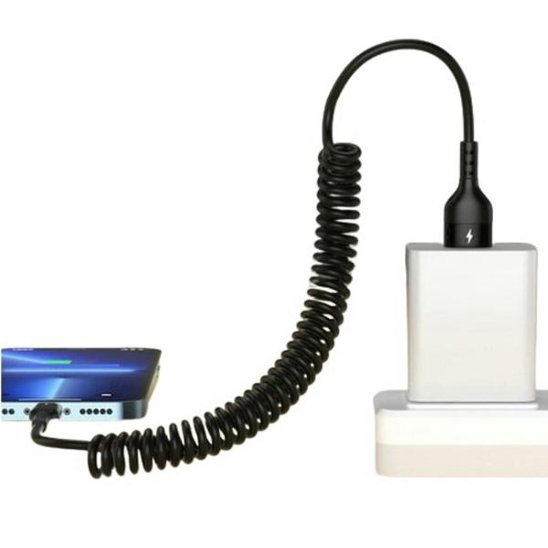 iPhone / android ライトニング Type-C 充電ケーブル バンジーケーブル 高速充...