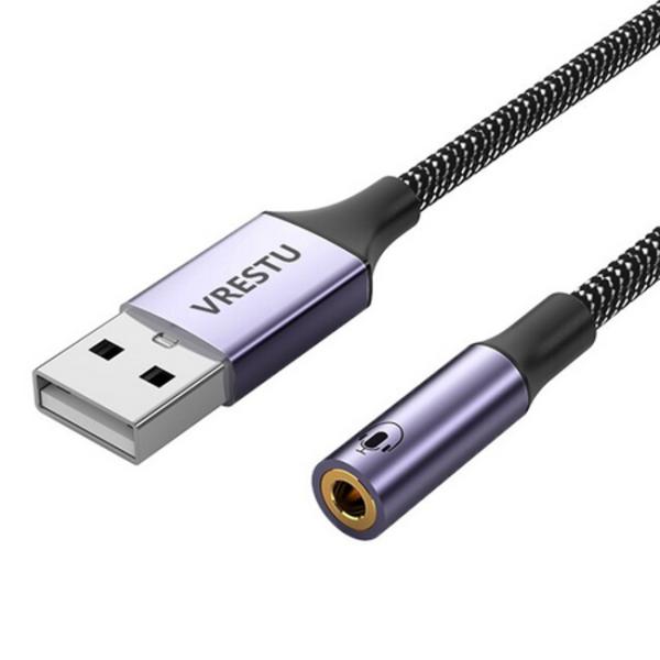 イヤホンジャック USB変換ケーブル パソコン接続 3.5mm パソコン オーディオ インターフェー...