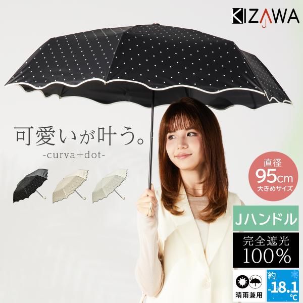日傘 完全遮光 折りたたみ 大きい 晴雨兼用 軽量 uvカット100% 遮熱 涼しい ドット柄 コン...