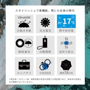 日傘 メンズ 折りたたみ 完全遮光 自動開閉 ...の詳細画像2