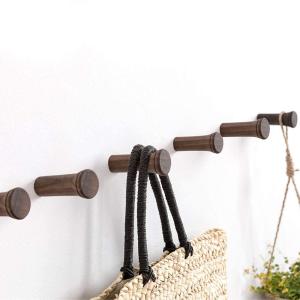 INMAN Wall Hooks, Wall Mounted Coat Hooks - 2.36'' Length Natural Wood Pegs