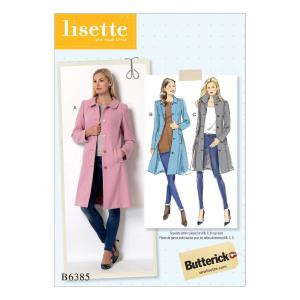 Butterick Patterns B6385 E5 ミセス ファネルネック ピーターパンまたはポインテッドカラーコート カスタムカップサイズ by
