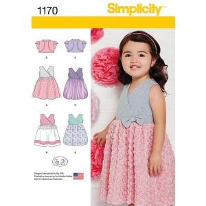 Simplicity Patterns US1170A Toddlers' Dress with Knit Bodice and Bolero, A