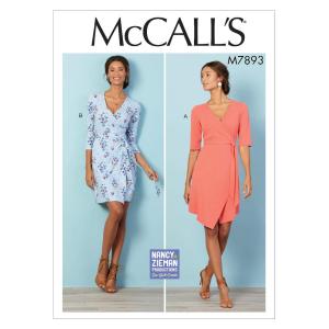 McCall Pattern Fitted Women's Wrap Dress Nancy Zieman, Plus Sizes 18W-24W S
