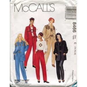 McCall's パターン 8466 ミセスジャケット トップとプルオンパンツ サイズE