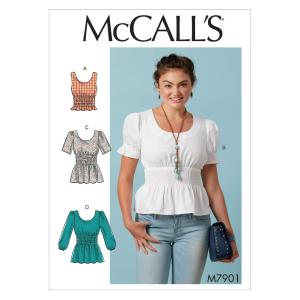 McCall Pattern M7901E5 レディース ノースリーブ 半袖 七分袖 ブラウス サイズ14-22 裁縫パターン