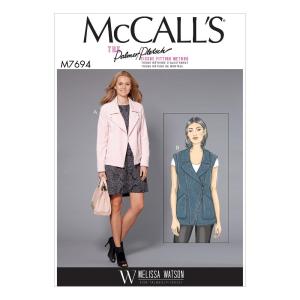 McCalls Misses Moto-Style Jacket &amp; Vest-14-16-18-20-22