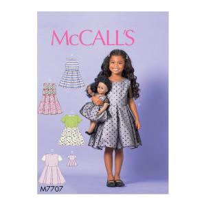 McCalls Child Girls Dresses &amp; 18" Doll Dress-2-3-4-5