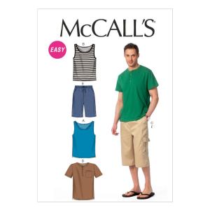 McCall Pattern Company M6973 Men's Tank Tops, T-Shirts and Shorts, Size XN