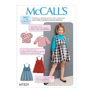 McCall Pattern Company Learn Girl's Shirt and Jumper Sewing Patterns, Sizes