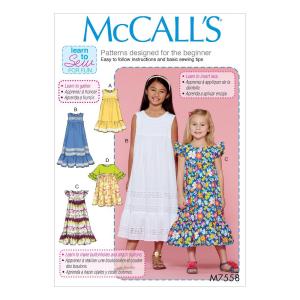 McCall's Patterns Children's/Girls' Sleeveless and Ruffle Sleeve Empire-Wai