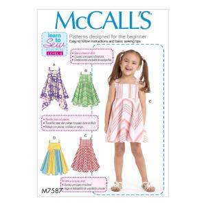 McCall's M7587CDD 子供/女の子用ドレス スクエアネック 2-3-4-5
