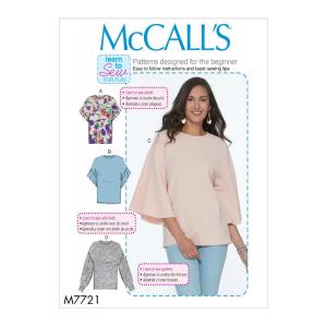 McCalls Misses Tops-XS-S-M-L-XL