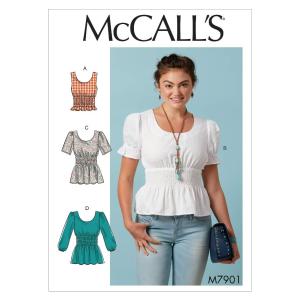McCall Pattern M7901A5 レディース ノースリーブ 半袖 七分袖 ブラウス サイズ6-14 裁縫パターン