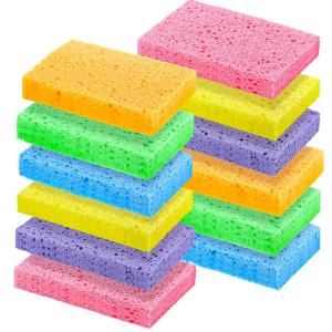 Chuangdi 12 Pieces Cleaning Scrubbing Sponge, Kitchen Cellulose Dish Sponge
