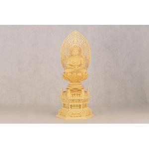 仏像 本尊 阿弥陀如来 2.5寸 六角 総白木...の詳細画像4