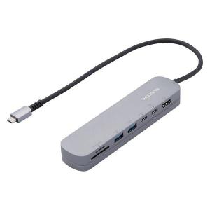 エレコム USB Type-Cドッキングステーション 7-in-1 USB-A×2 HDMI×1 USB-C×2 SD＋microSDカードスロット シルバー DST-C20SV｜絆-KIZUNA-マーケット