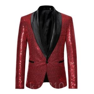スパンコールスーツジャケットメンズタキシードジャケット舞台衣装ステージ演出服フォーマルパーティー結婚式司会者5色