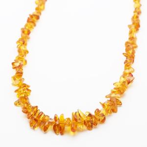 バルト海産 天然琥珀 さざれ ネックレス  45cm ハニー/コニャック 全2色 シンプル イエロー ブラウン 茶色 黄色 天然石 アンバー ギフト プレゼント