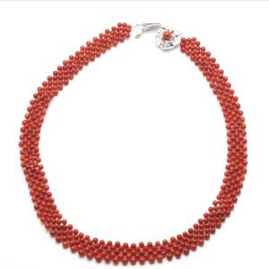 胡渡珊瑚 ステーション ネックレス 56cm アジャスターチェーン付き