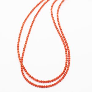 胡渡珊瑚 編み込み チョーカーネックレス 38cm 天然 ビーズ 地中海