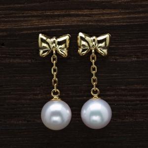 MIKIMOTO ミキモト ゴールデンパールピアス K18イエローゴールド