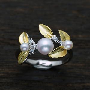 特✨希少アコヤ真珠 真多麻 3連パールリング SILVER925 | p.l.o プラチナ900 アコヤ本真珠 リング 9-9.5mm 13号 サイズ直し可 あこや