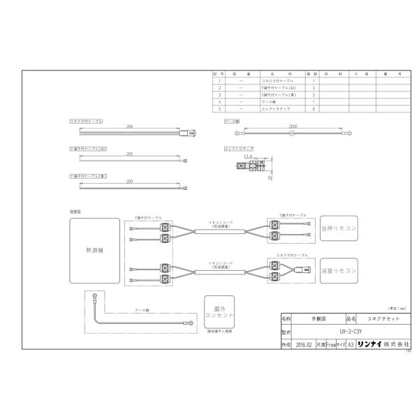 【UX-2-C3Yコネクタセット】 《KJK》 リンナイ コネクタセット ωα0