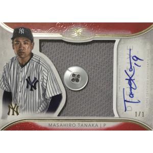 【1/1枚限定】田中将大直書きサインボタン/ジャージー 2018 Topps Definitive jumbo Jersey/Button Patch Auto