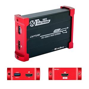 Mirabox キャプチャーボード HSV321 4K30Hz USB3.0ゲームキャプチャー 4K30Hz HDMIパススルー 1080p 6