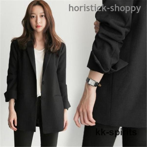 テーラードジャケット レディース スーツ 卒業式 ゆったり 黒 おしゃれ 春 秋 アウター フォーマ...
