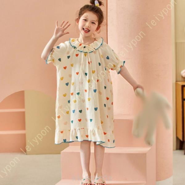 ルームウェア キッズ パジャマセット フリル 可愛い 子供服 女の子 上下セット パジャマ 姫系 半...