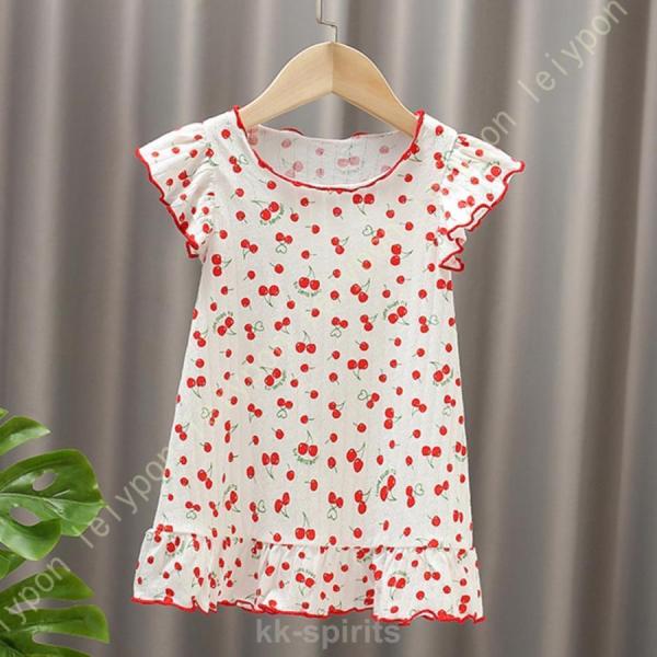 子供 ネグリジェ 綿 柔らかい ナイトドレス 半袖 女の子 パジャマ ガールズ ワンピース ロング ...